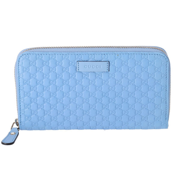 GUCCI Micro Guccissima Long Wallet 449391 Light Blue Leather - Picture 1 of 7